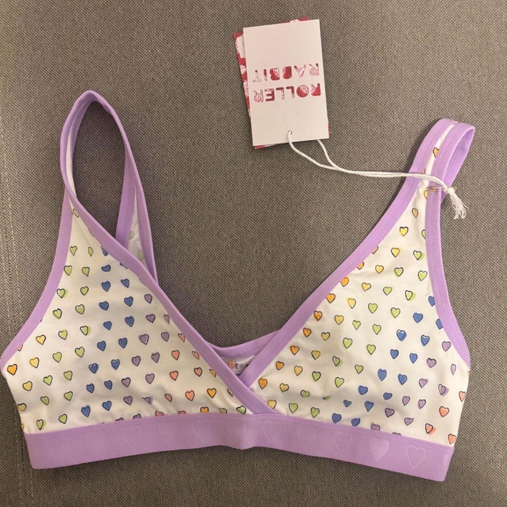 Roller Rabbit Multicolor Heart Bralette - Lavender Trim